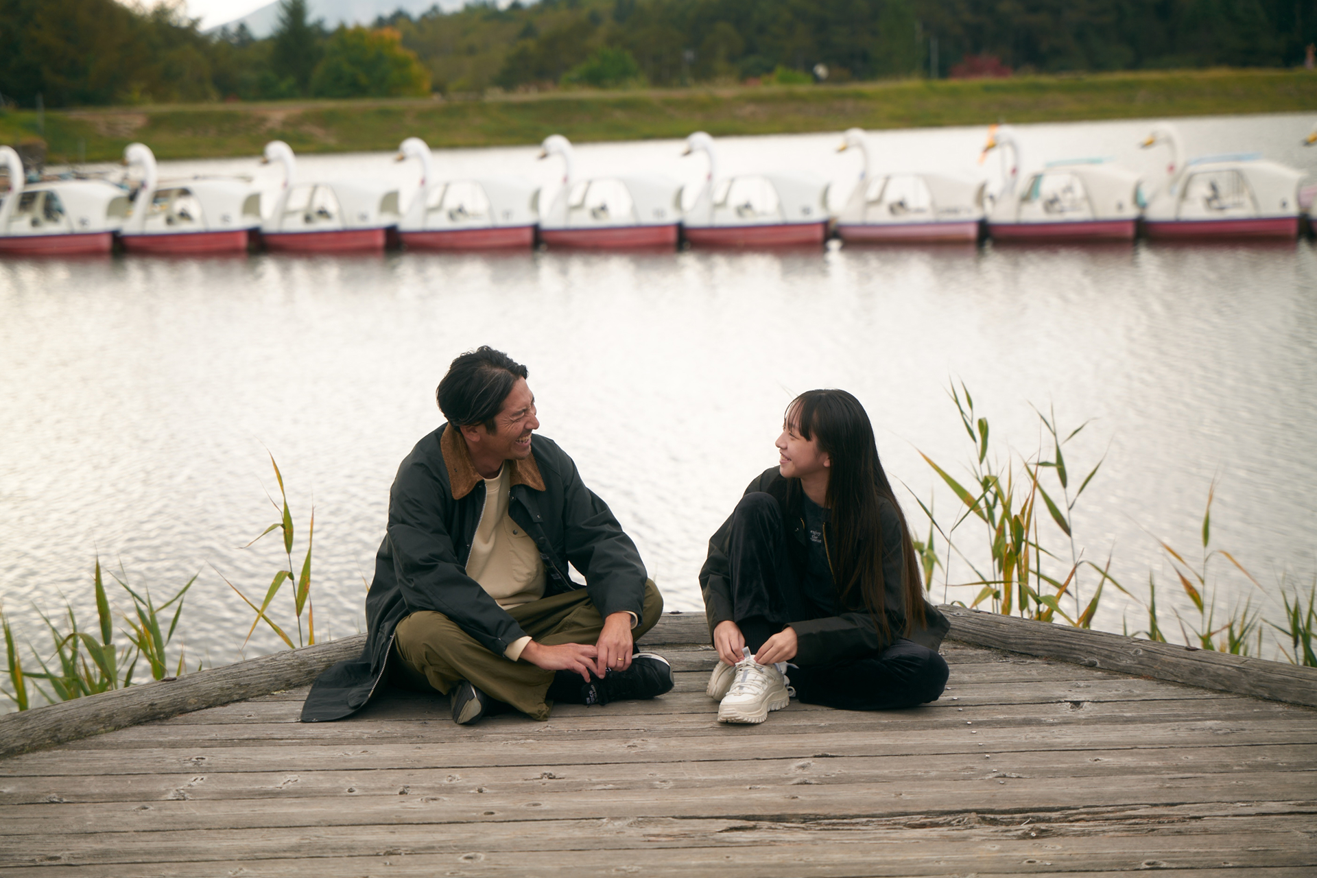 女神湖と肥野さん家族