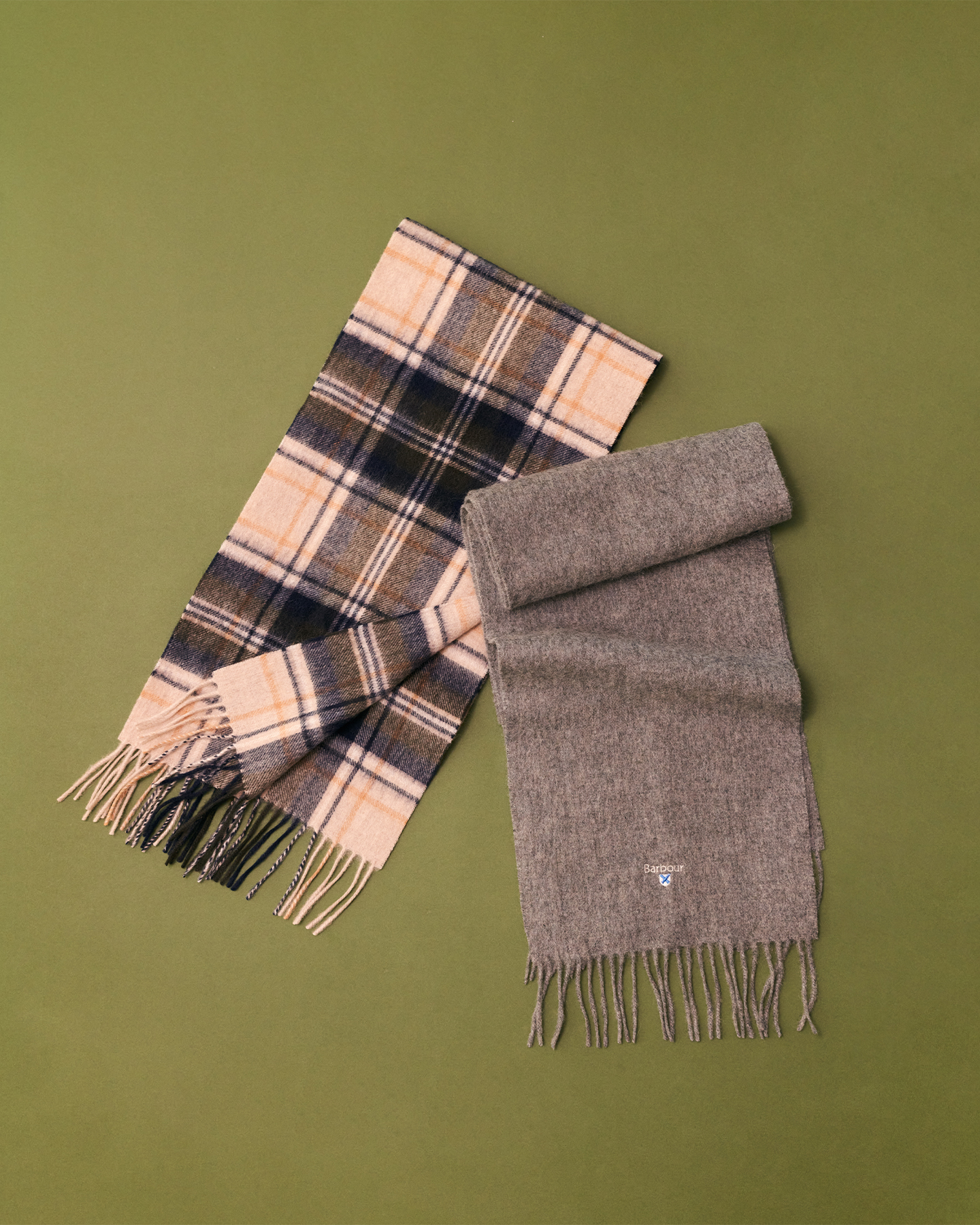 ラムズ ウール ソリッド マフラー & タータンチェック マフラー